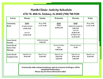 north stickney senior activities center township schedule